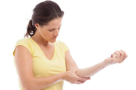 Woman with elbow pain