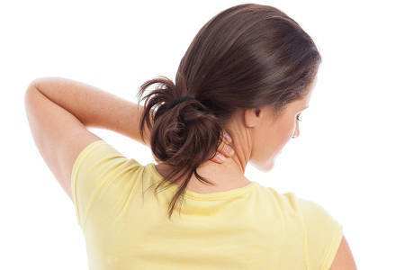 Woman with shoulder and neck pain