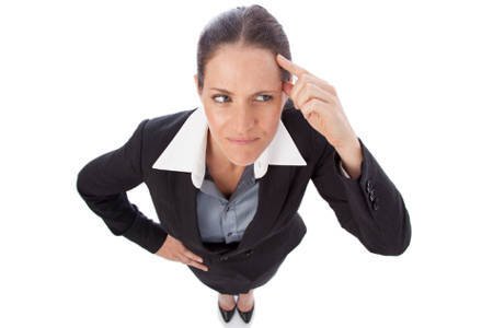 Woman scratching her head