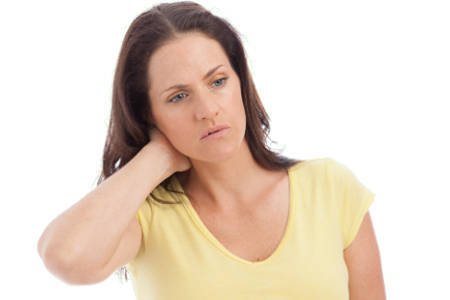 Woman with a neck pain